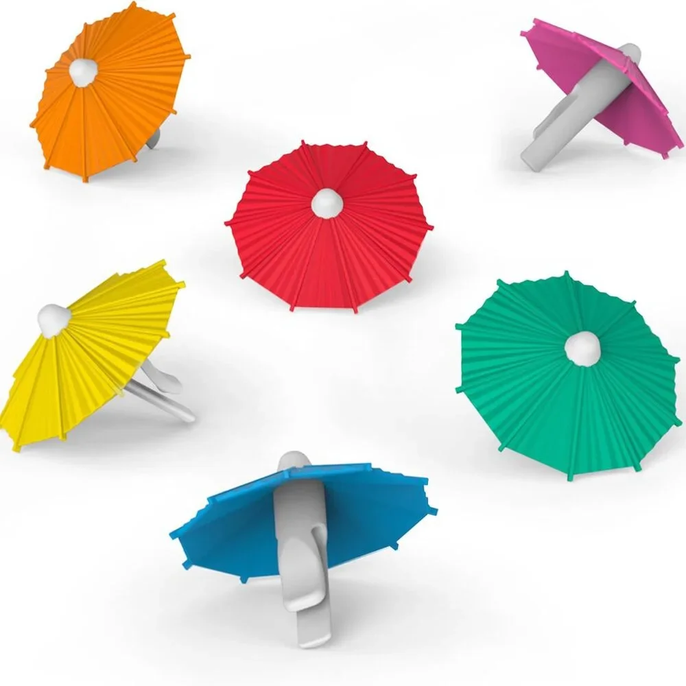 Genuine Fred MY TAI Umbrella Drink Markers Set of 6 Colorful NIB NEW